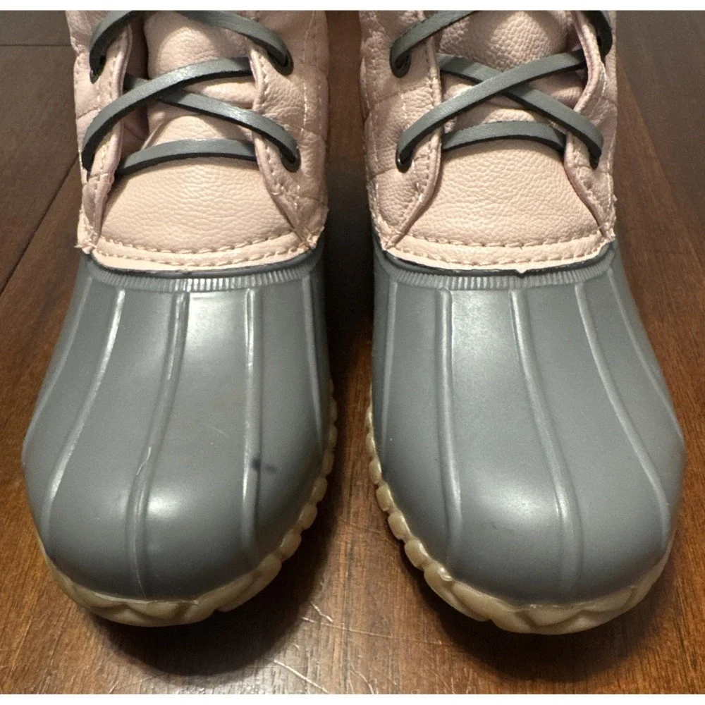 Nautica Dorsay Duck‎ Boots Womens Size 7 Pink Gray Waterproof Rain Snow Boots